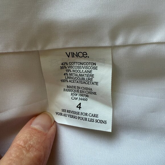 VINCE white collared long sleeve jacket blazer women's size 4 - Picture 8 of 8